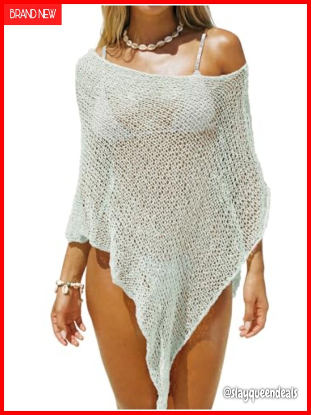 Womens Sheer Crochet Mesh Beach Cover Up Poncho Top Mini Dress